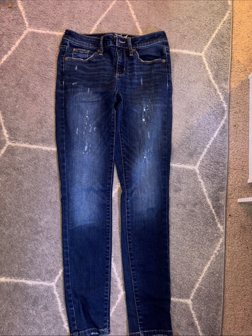 Universal Thread Dark Indigo Skinny Jeans with Light Distressing